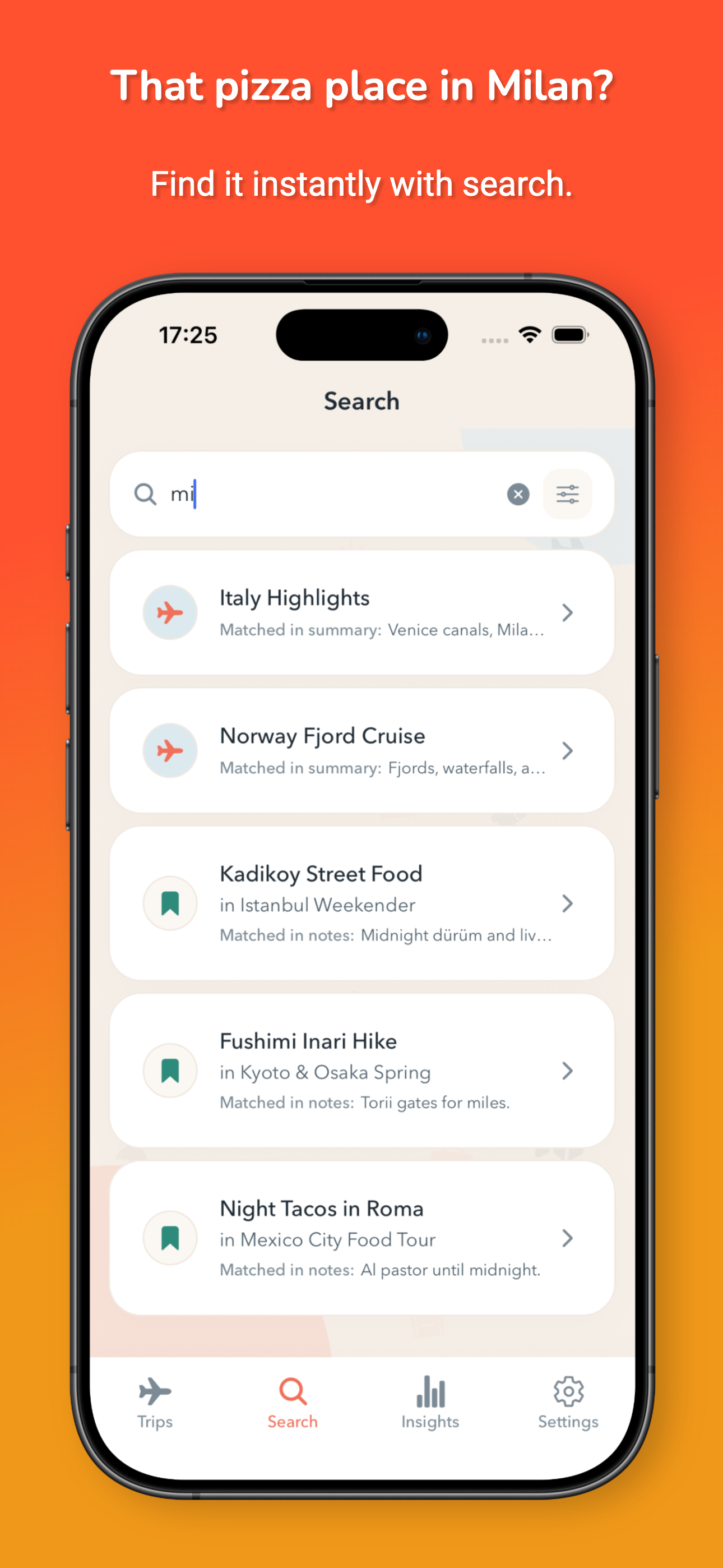 VoyageLog quick search screen