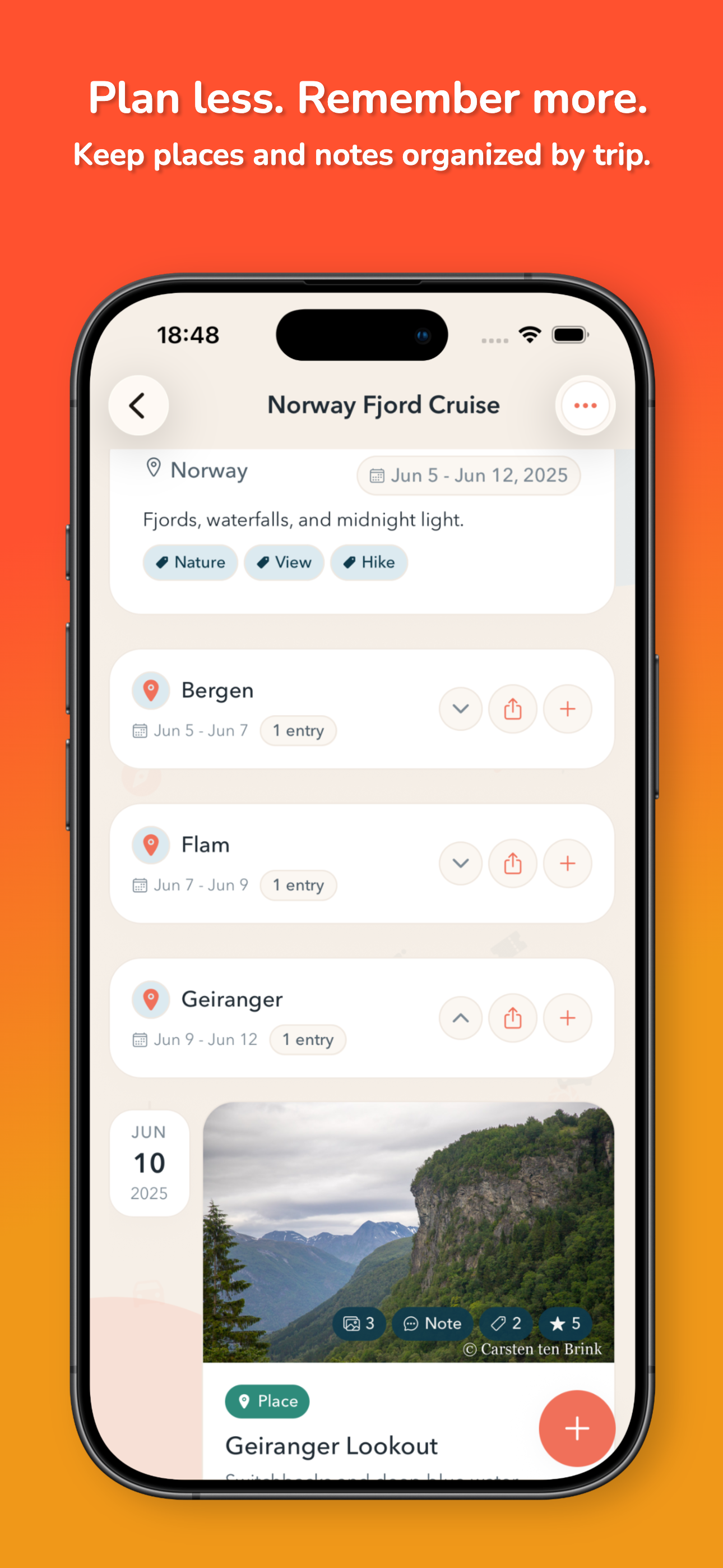 VoyageLog trip detail screen