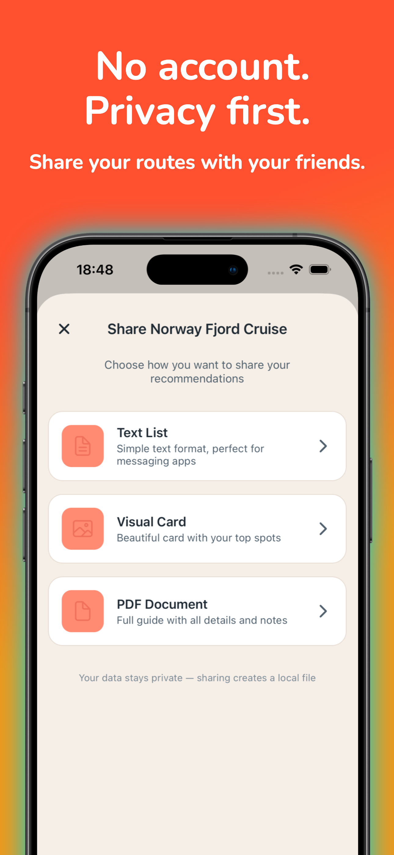 VoyageLog trip export screen